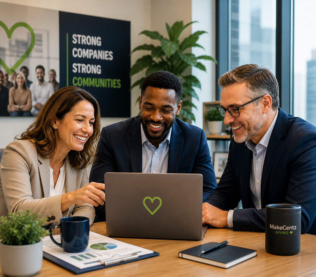 Corporate partners reviewing projects